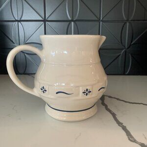 Longaberger 6 Inch Pitcher, Cream with Blue Pattern